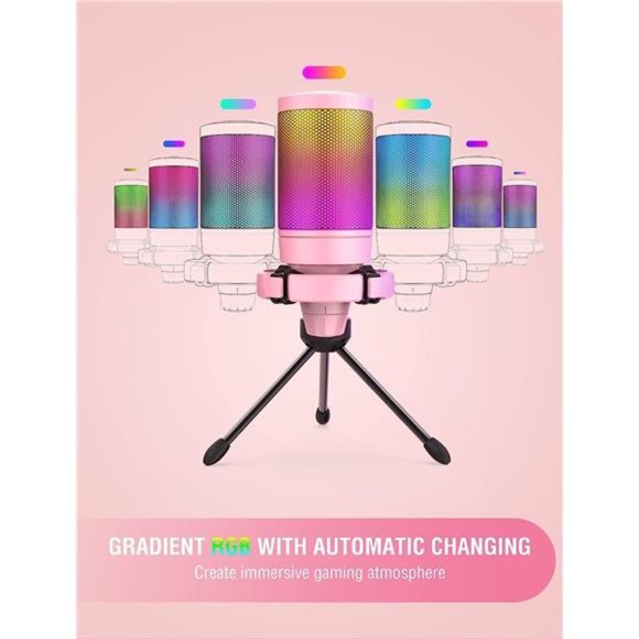 USB Gaming PC Microphone for Streaming Podcasts,AmpliGame RGB Computer Condenser - Picture 3 of 6